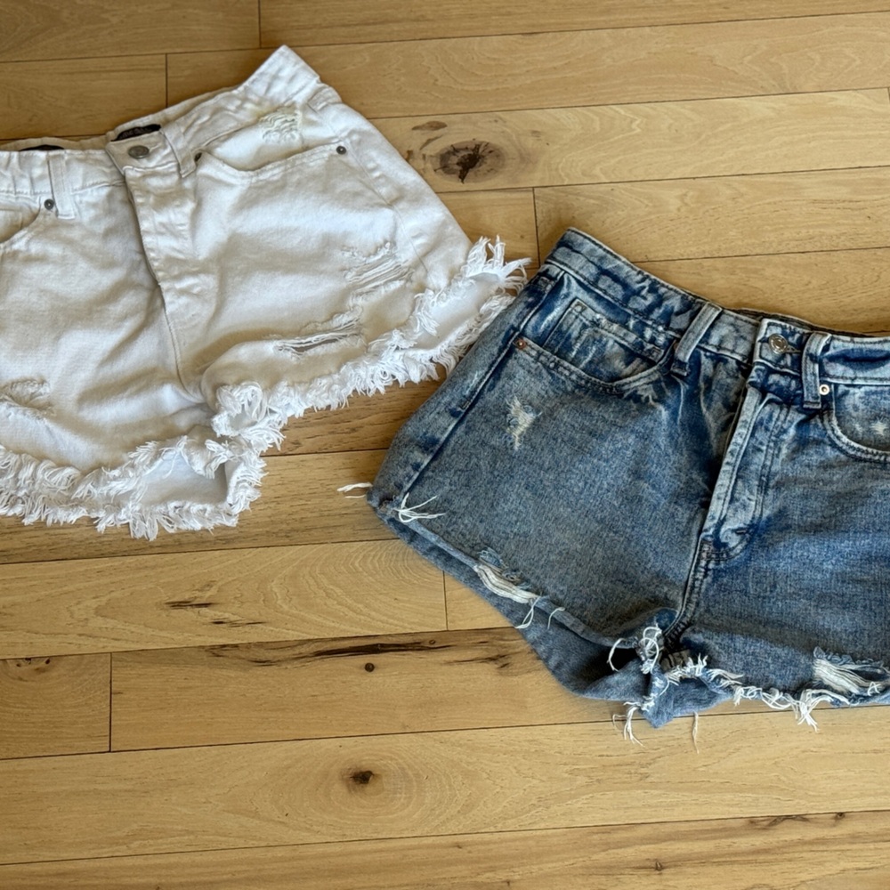 Wild Fable Denim and White Frayed Jean Shorts